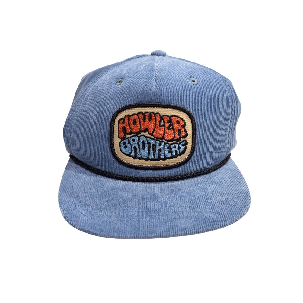 Howler Brothers Mens Corduroy Snapback Hat Blue Embroidered Patch Rope Cap snap